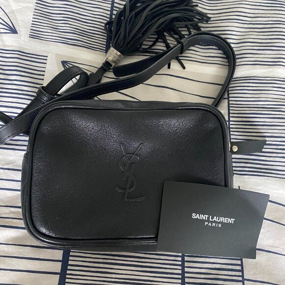 YSL Saint Laurent Black Calfskin Leather Lou Mini Belt Bag Crossbody - Picture 12 of 15